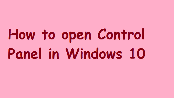 open the Control Panel