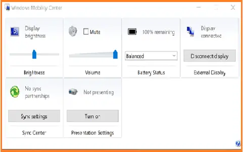 How to open Windows Mobility Center in Windows 10