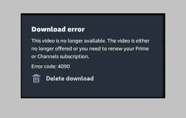 Amazon Prime Error Code 4090