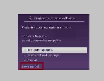 Roku Error Code 003