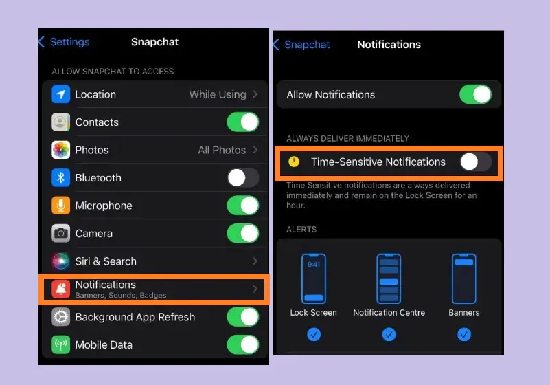 How to Turn Off Time Sensitive Notifications on Snapchat