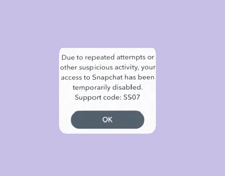 What is Snapchat Support Code SS07, and what does it means.