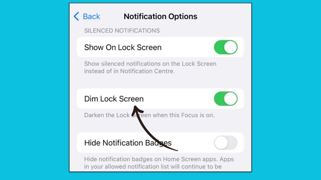Turn off the Dim Lock Screen option
