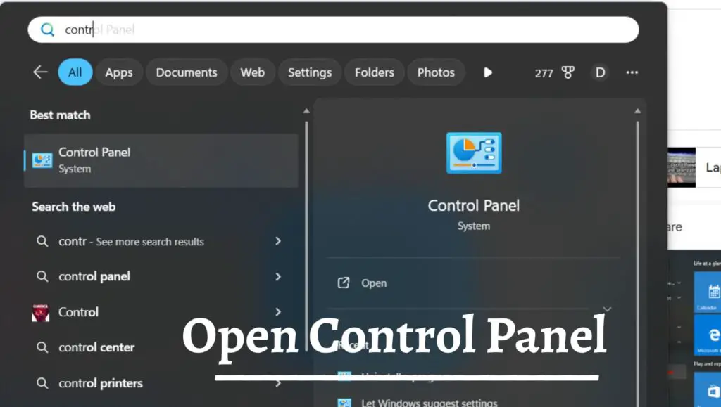 Open Control Panel Windows 11