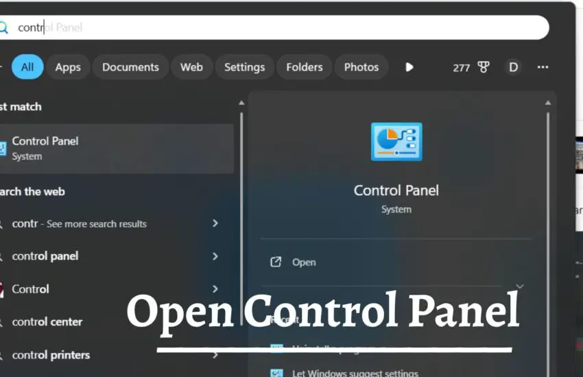 Open Control Panel Windows 11