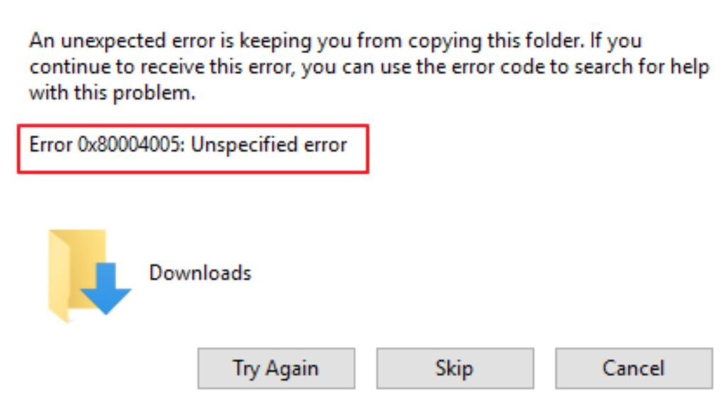 Fix Error Code 0x80004005 in Windows 11 or 10